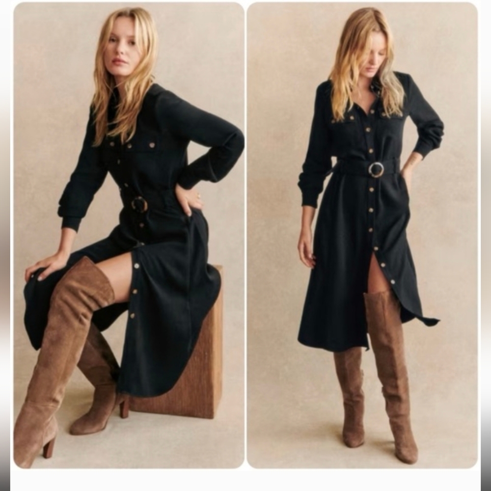 Sezane Tea Dress - Black - 40